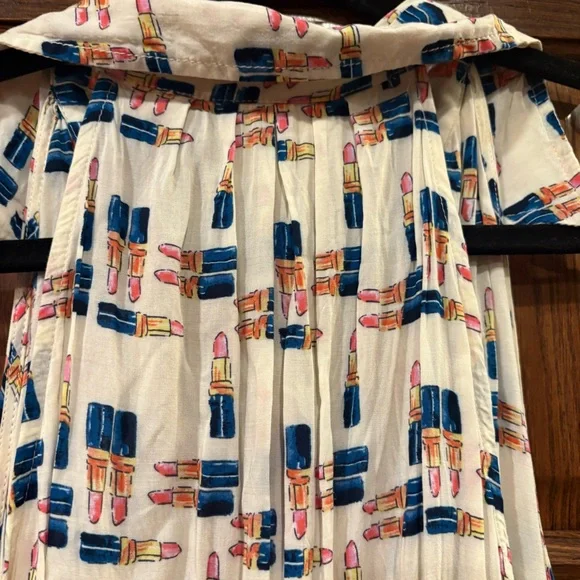 Anthropologie Maeve Tesni Lipstick Print Swing Tank Size 4 EUC $118 100% rayon - Picture 14 of 16